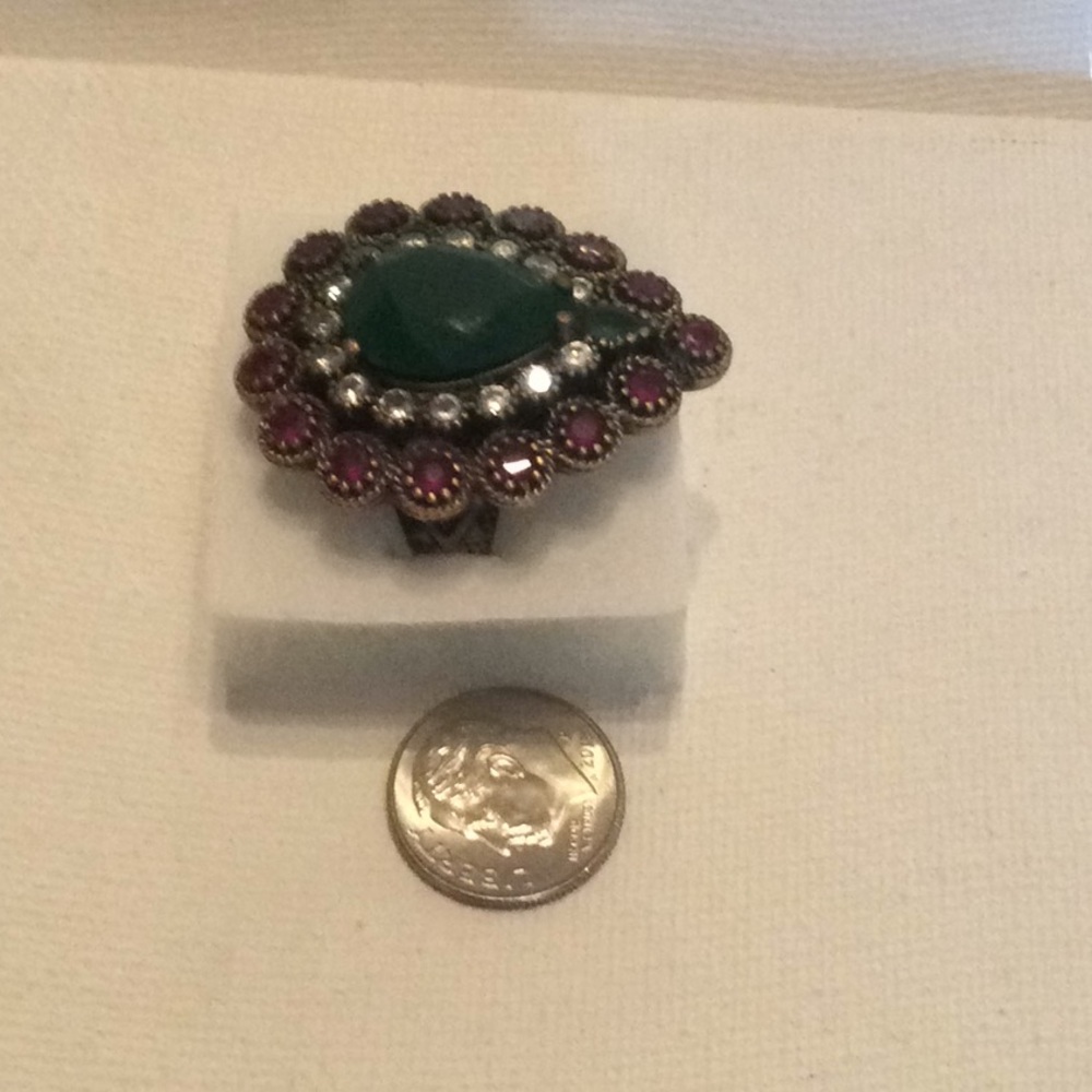 Turkeys Sterling Silver Ring Emerald Ruby - image 3